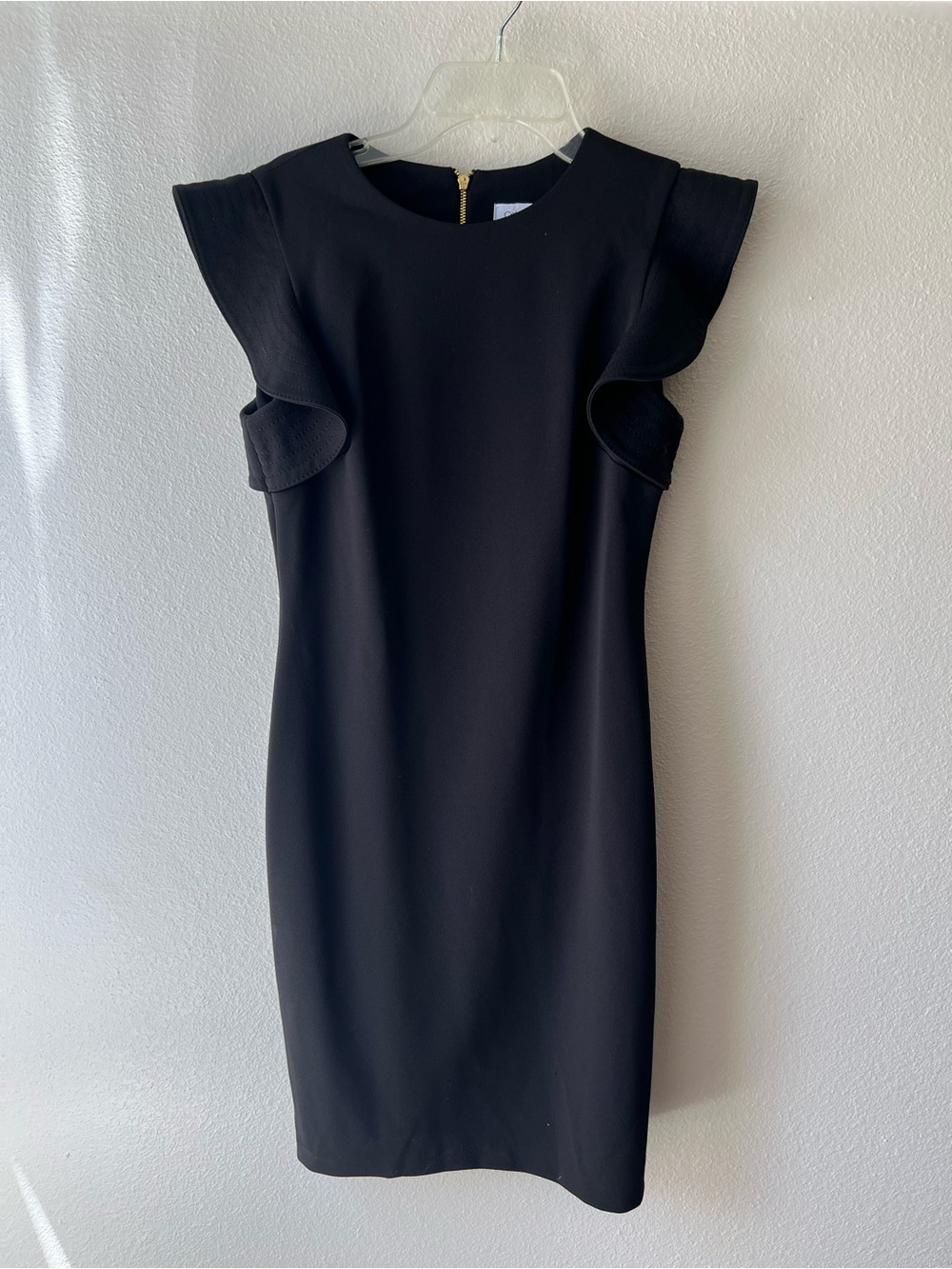 Calvin Klein Black Ruffle-Sleeve Midi Dress